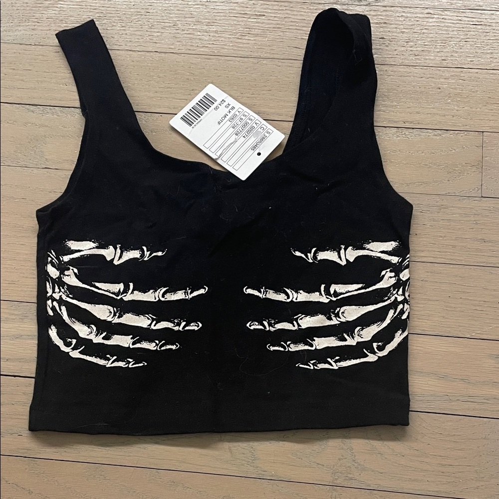 Urban Outfitters Black Skeleton Hand Crop Top